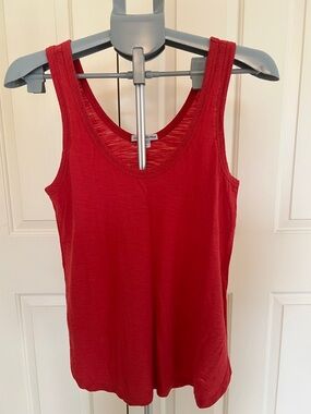 James Perse Red Scoop Neck Tank Top